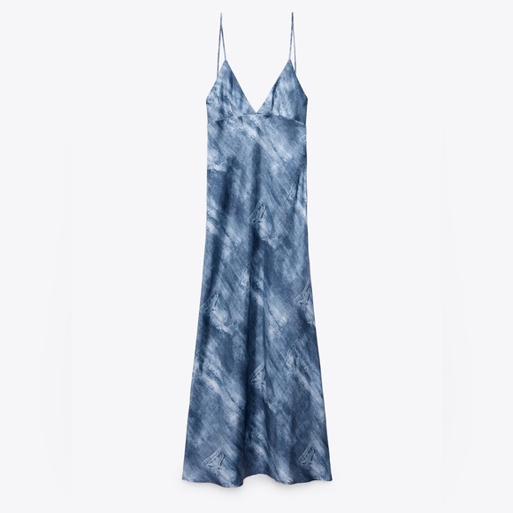 BNWT PRINTED SATIN EFFECT SLIP DRESS XS - Picture 5 of 6